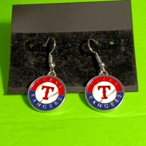 - Texas Rangers Baseball dangle earrings.